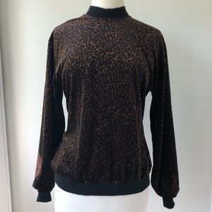 VINTAGE Leopard Print Velour Pullover Sweater